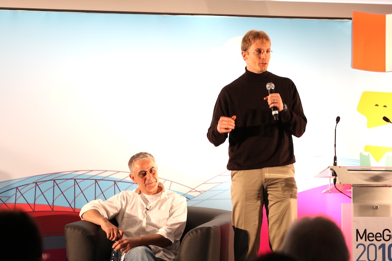 Chris Schlaeger speaking at the MeeGo Conference 2010