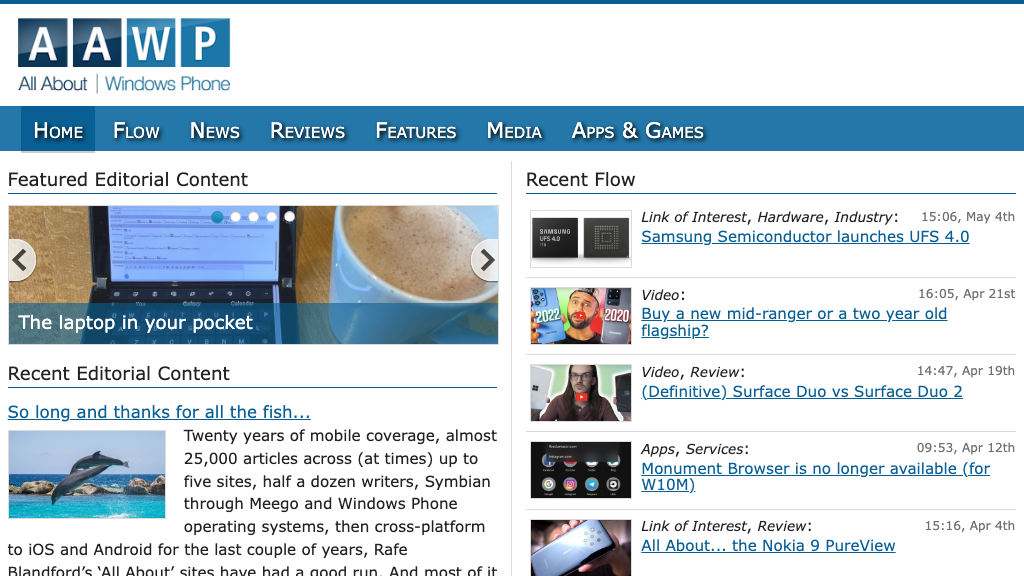 All About Windows Phone homepage